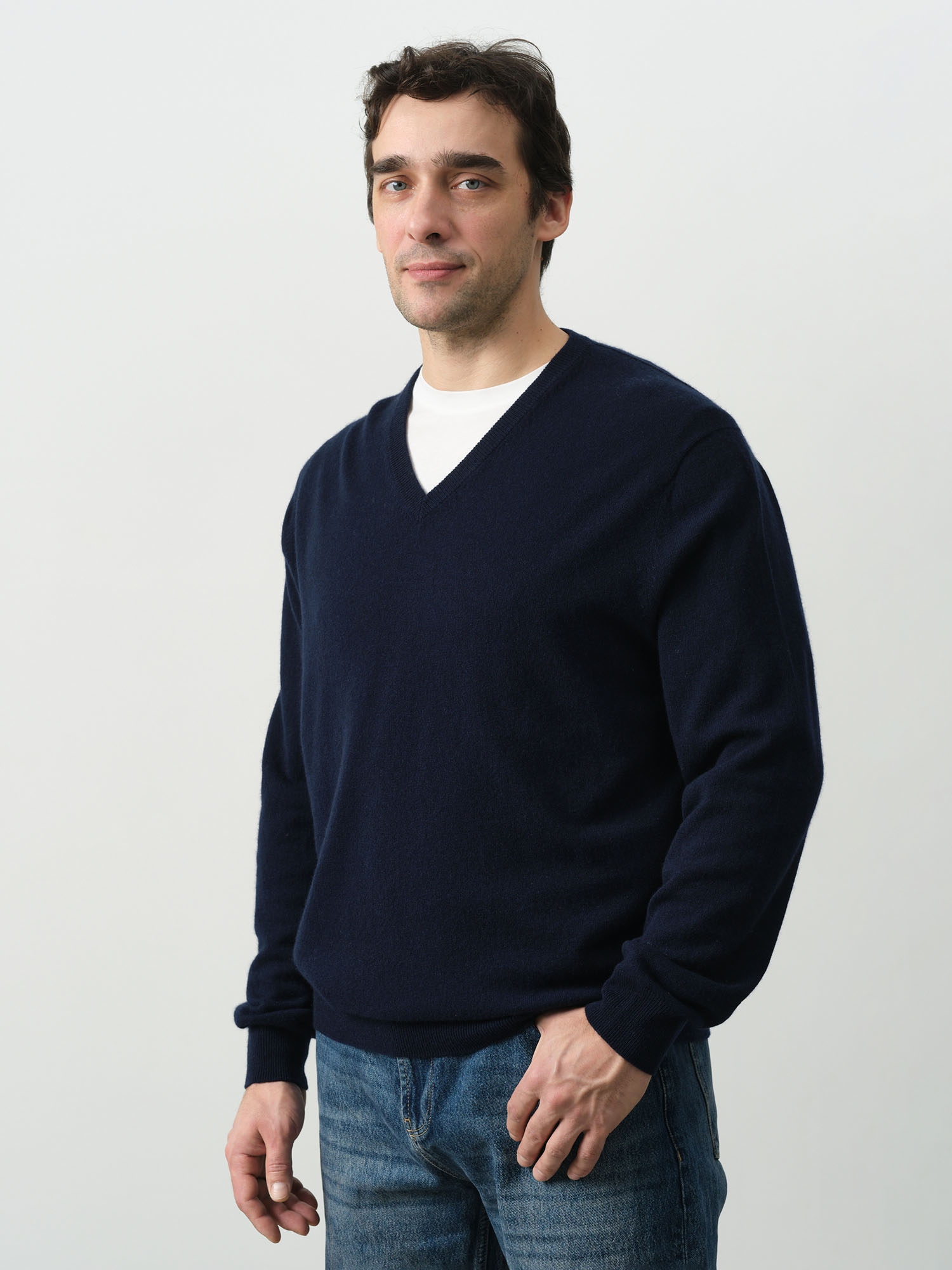 Джемпер из кашемира мужской KM070419-E темно-синий 24831₽