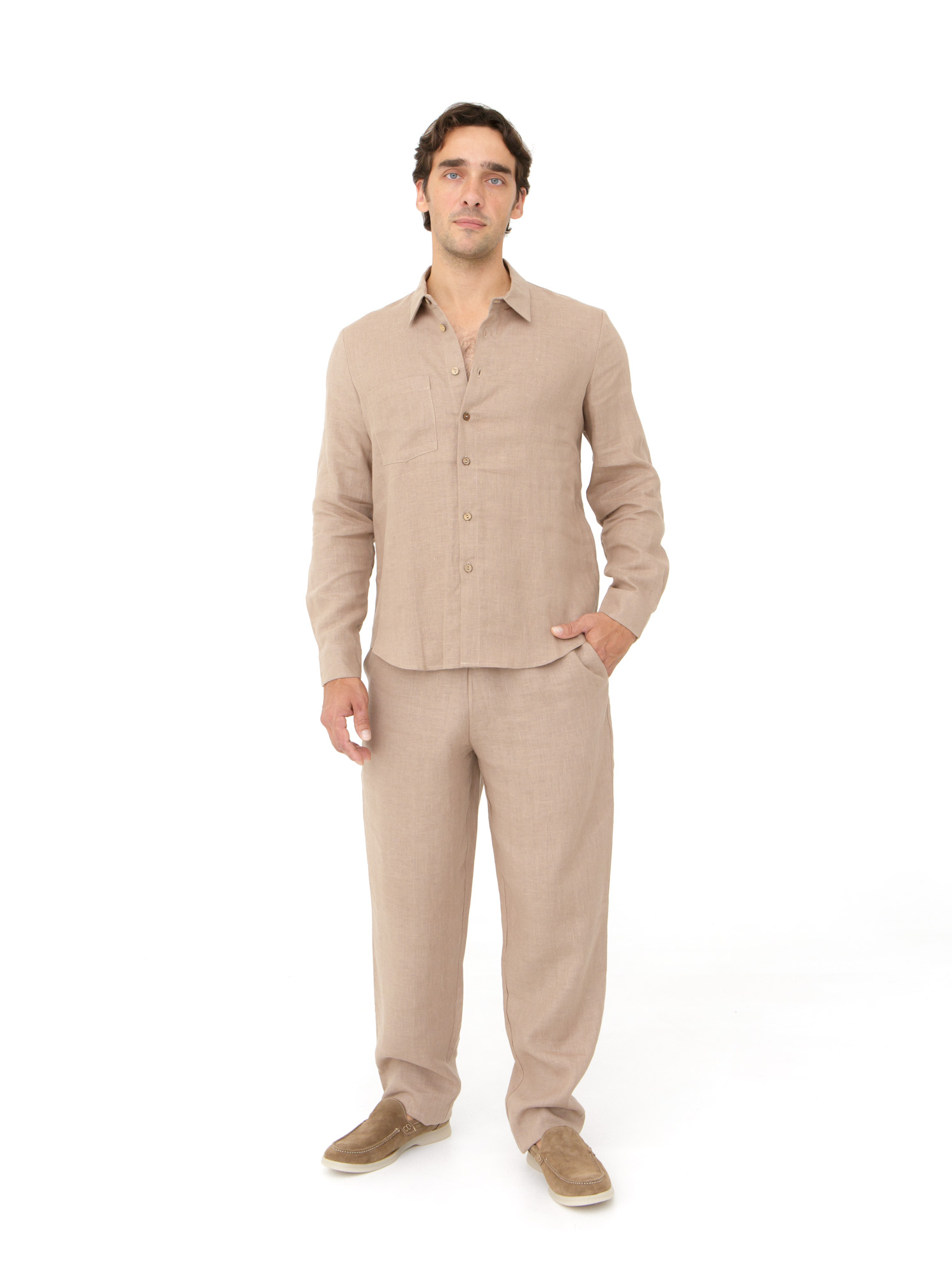 Брюки льняные мужские 598 мокко 3795₽