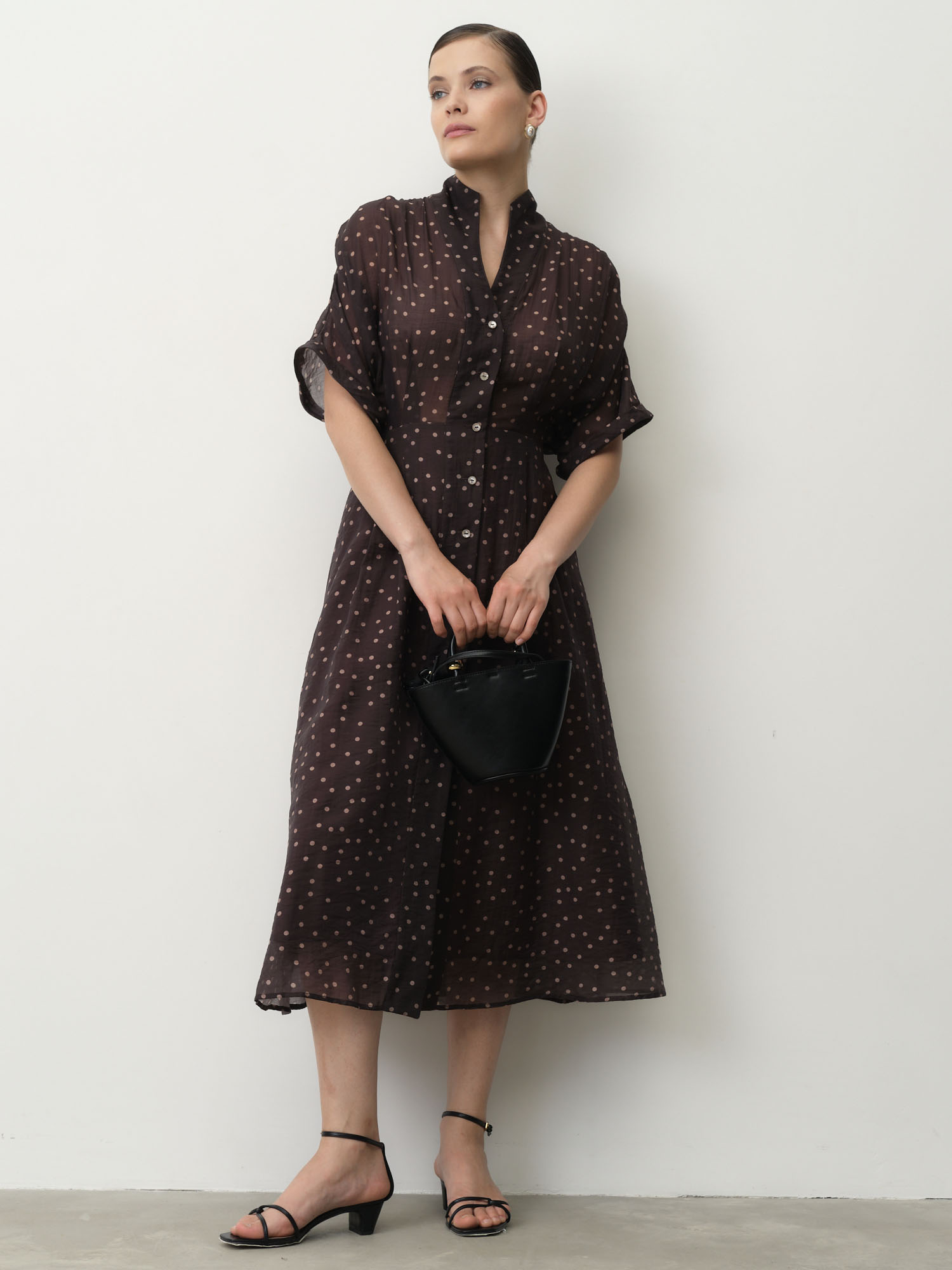 Платье из тенселя 90501 черное в горошек 12530₽