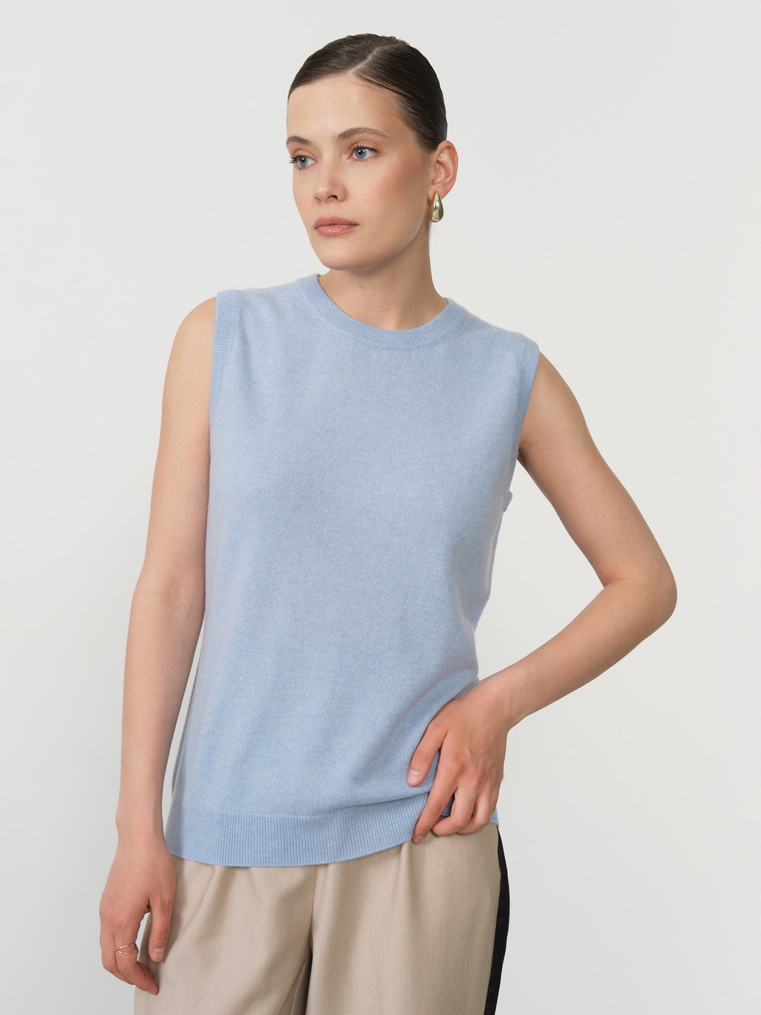 Кофта из кашемира KW030190-E голубая 520 19431₽