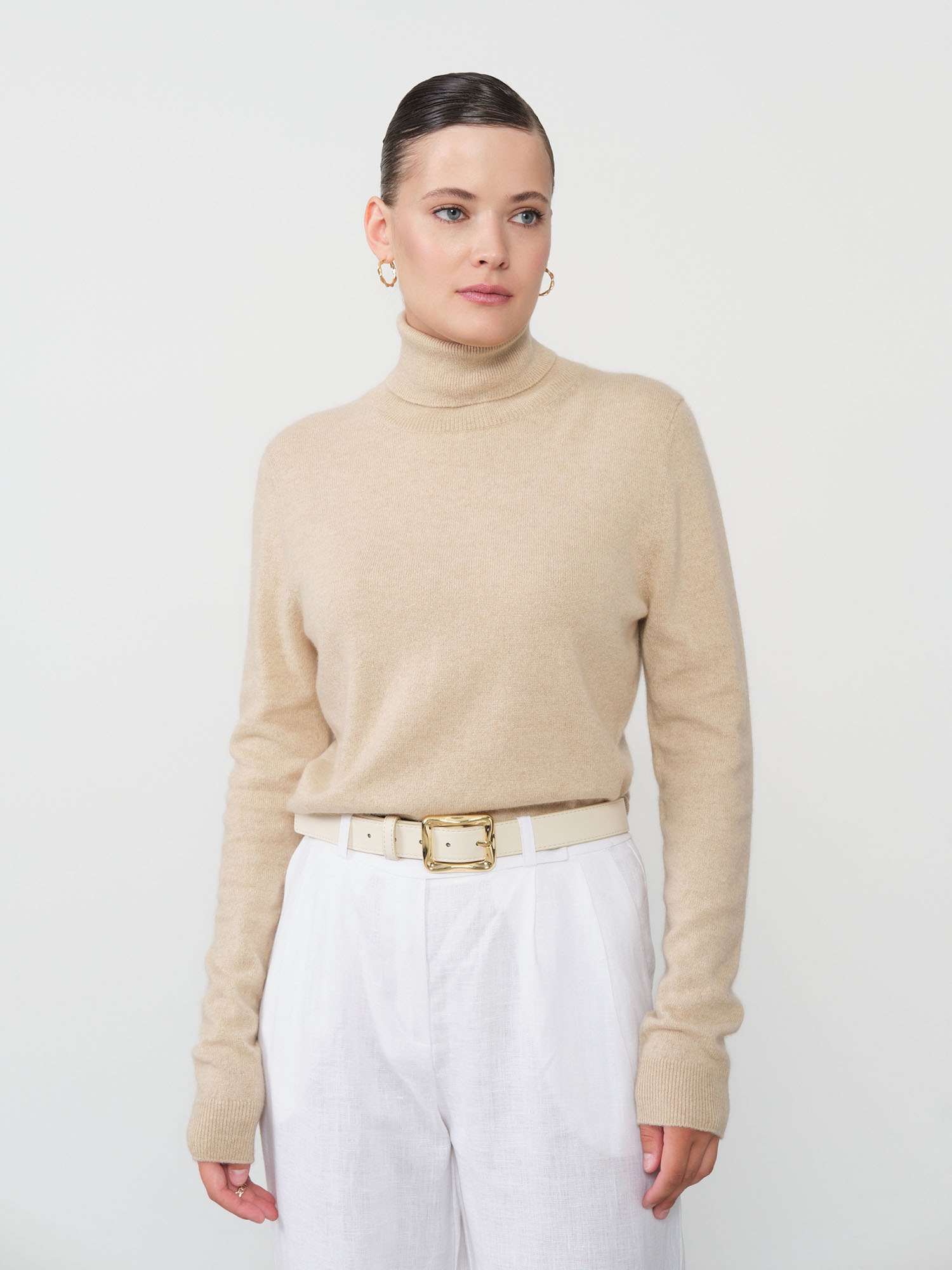 Водолазка из кашемира женская KW050303-E бежевая