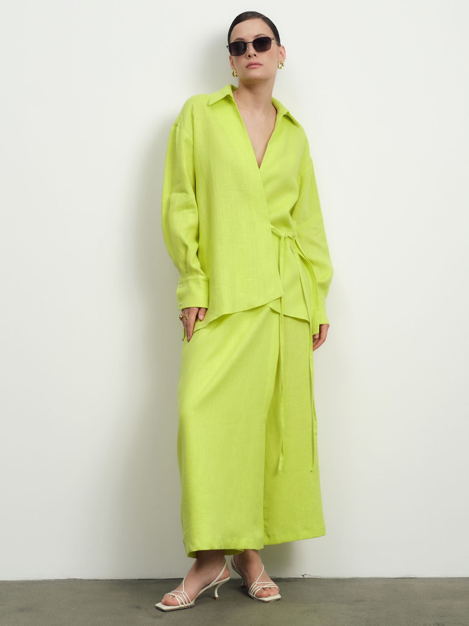 Рубашка льняная 80990 лайм