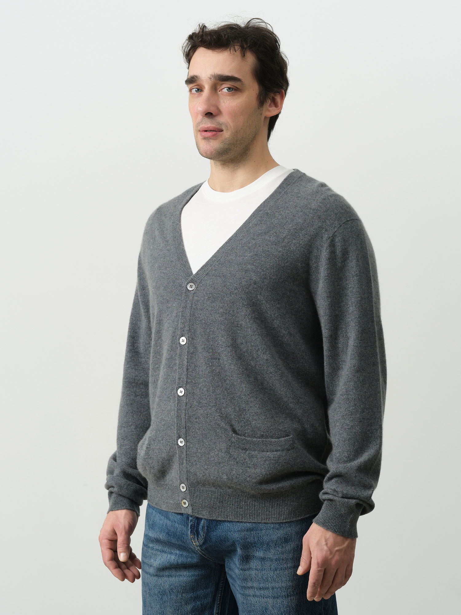 Кардиган из кашемира мужской KM021269-E серый 32031₽