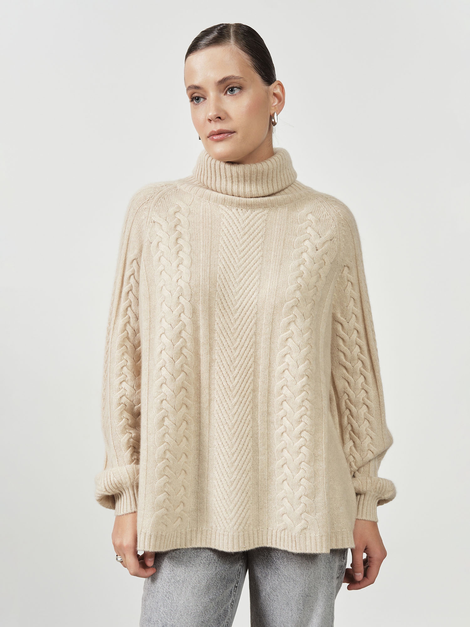 Свитер женский из кашемира 5056 бежевый 38655₽