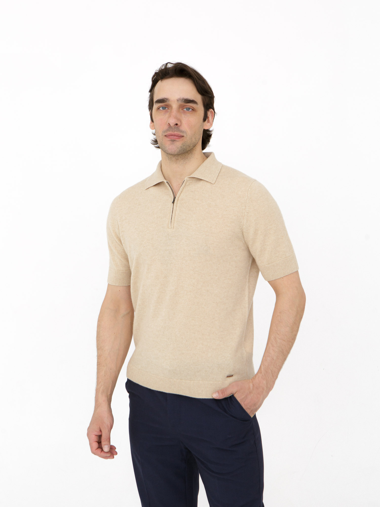 Джемпер-поло из кашемира 17075 бежевый 23301₽