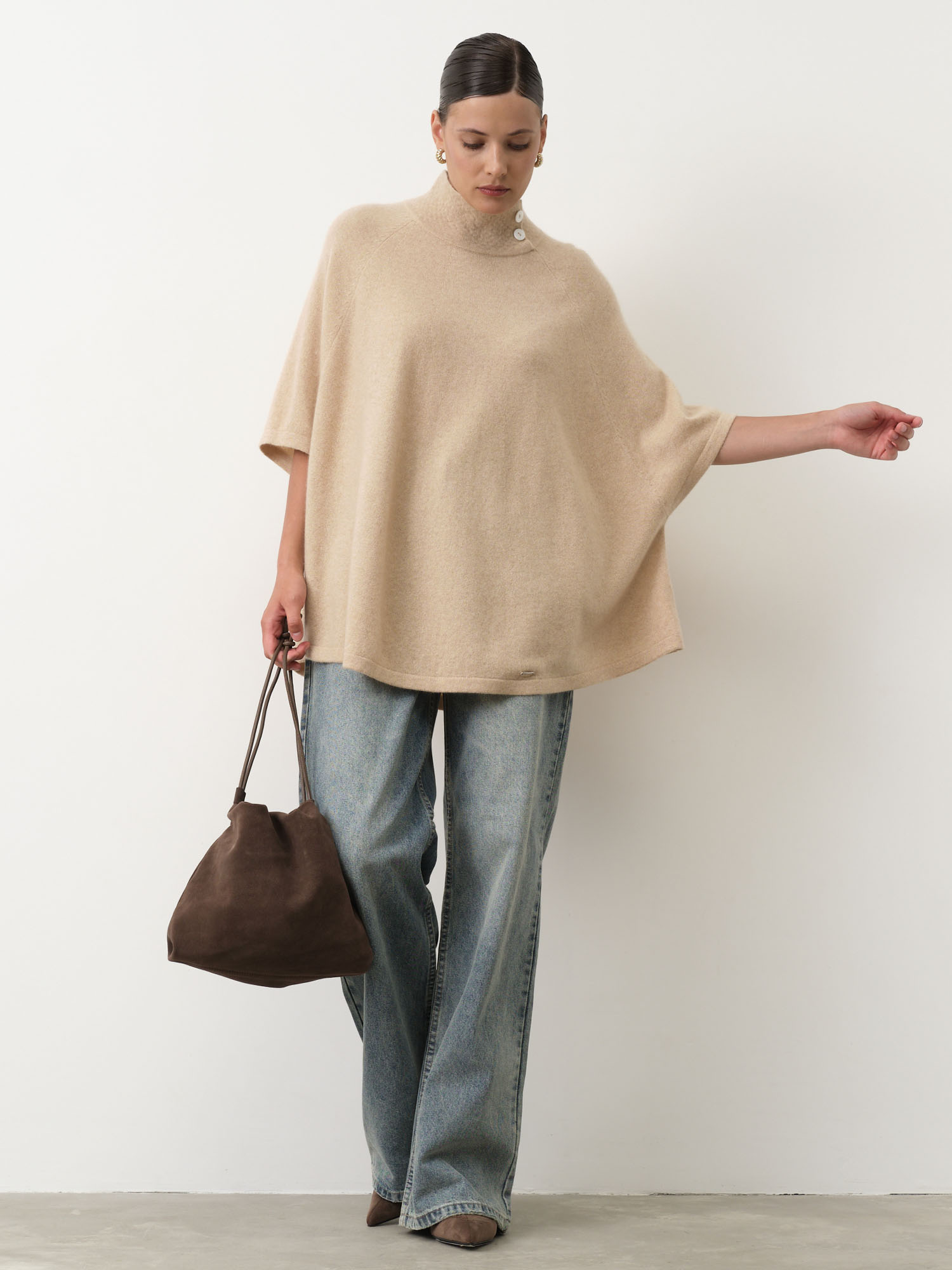 Пончо из кашемира 12055 бежевое 29691₽