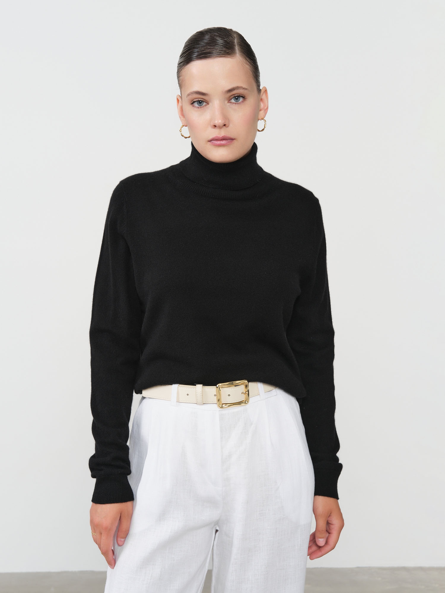 Водолазка из кашемира женская KW050303-E черная 21321₽