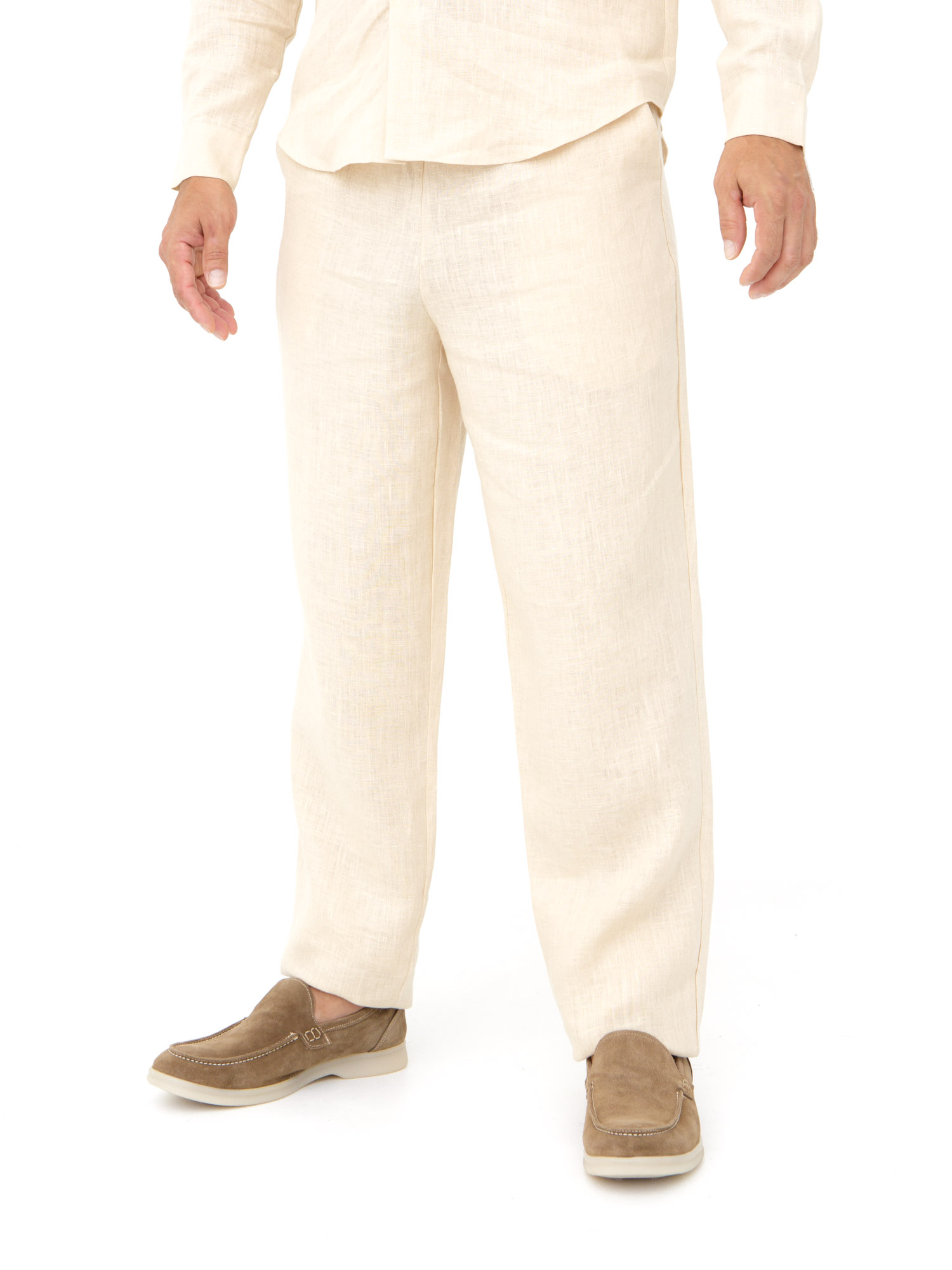 Брюки льняные мужские 606 молочные 3795₽