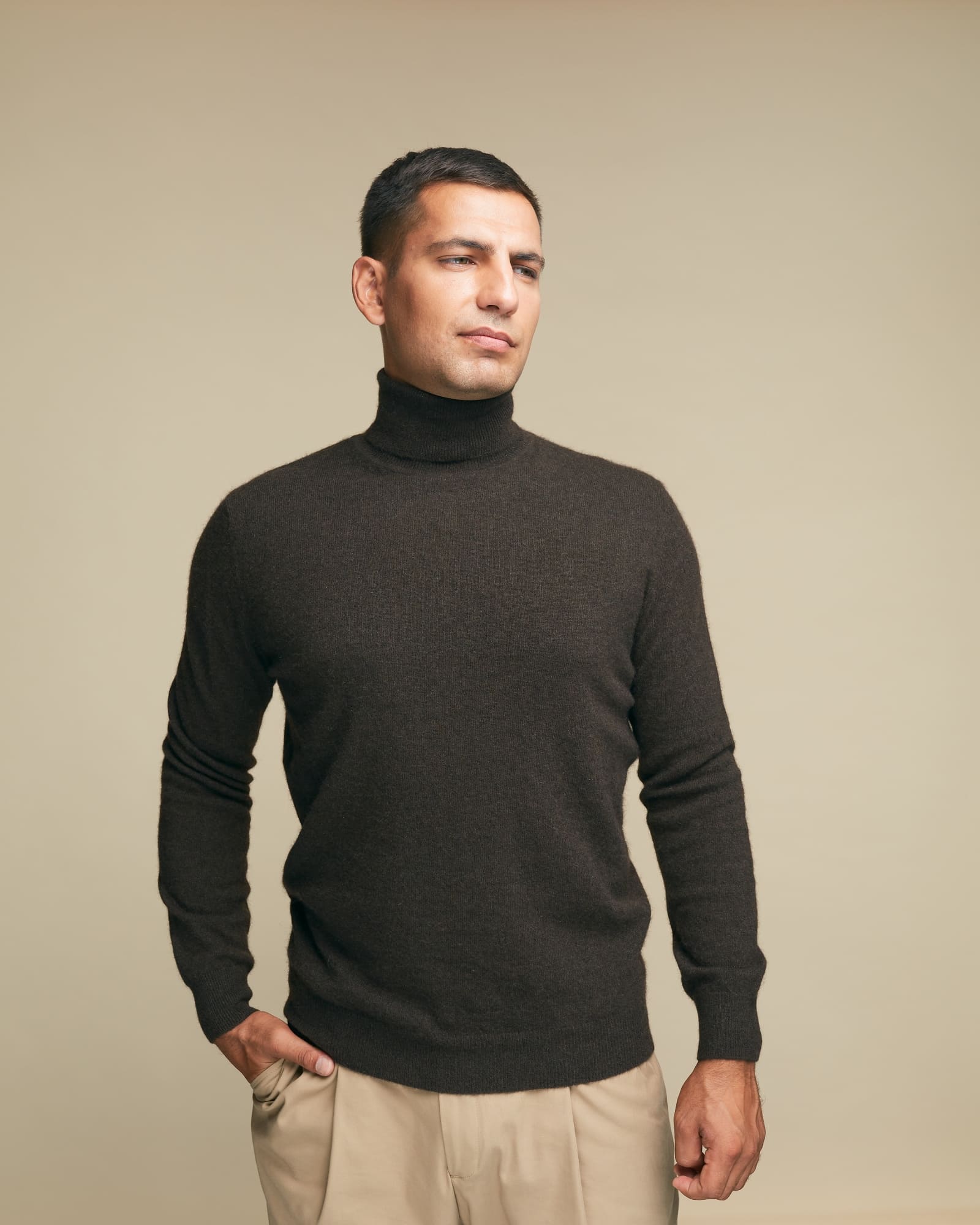 Водолазка из пуха яка 5049 темно-коричневая