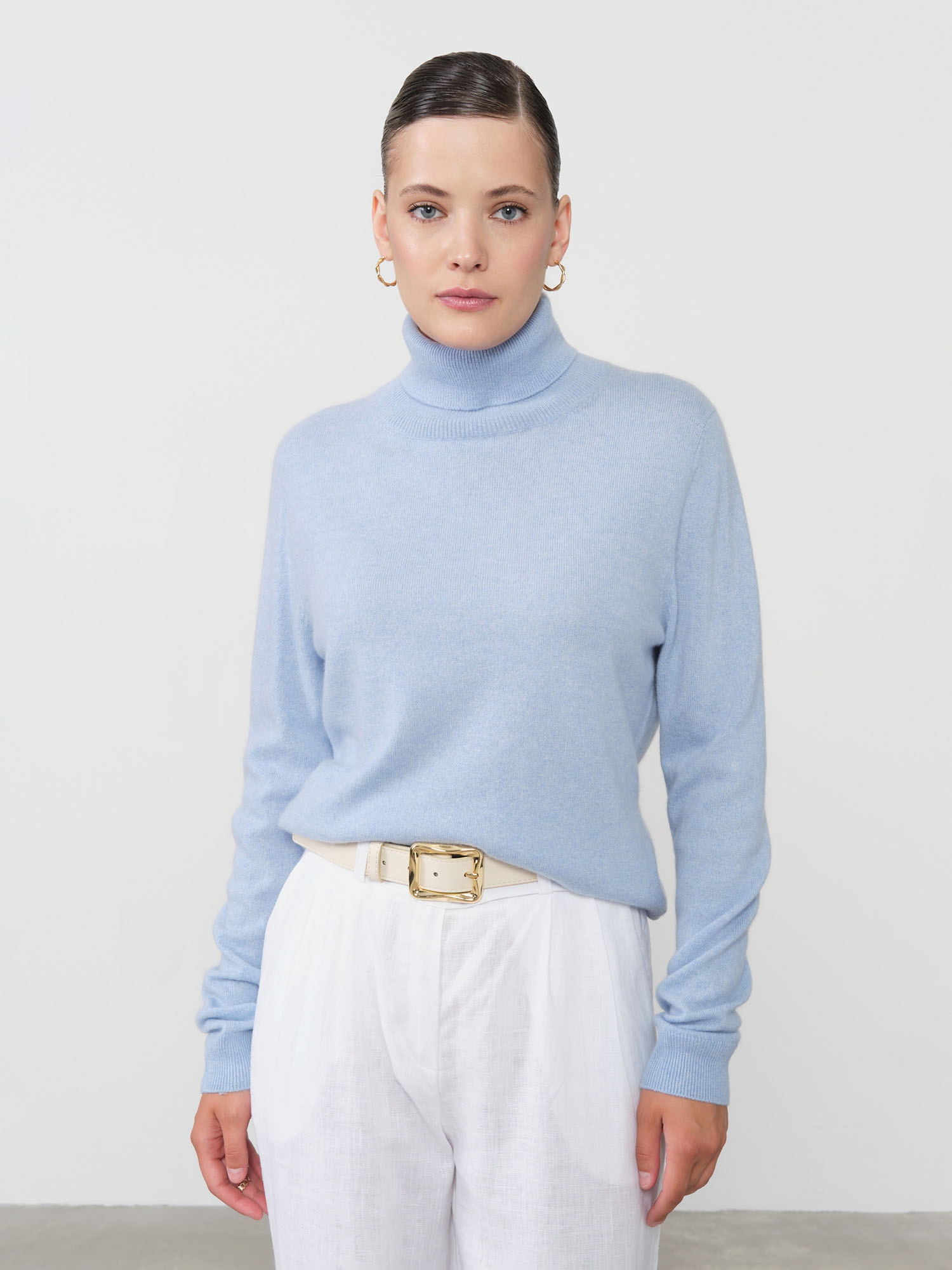 Водолазка из кашемира женская KW050303-E голубая 21321₽