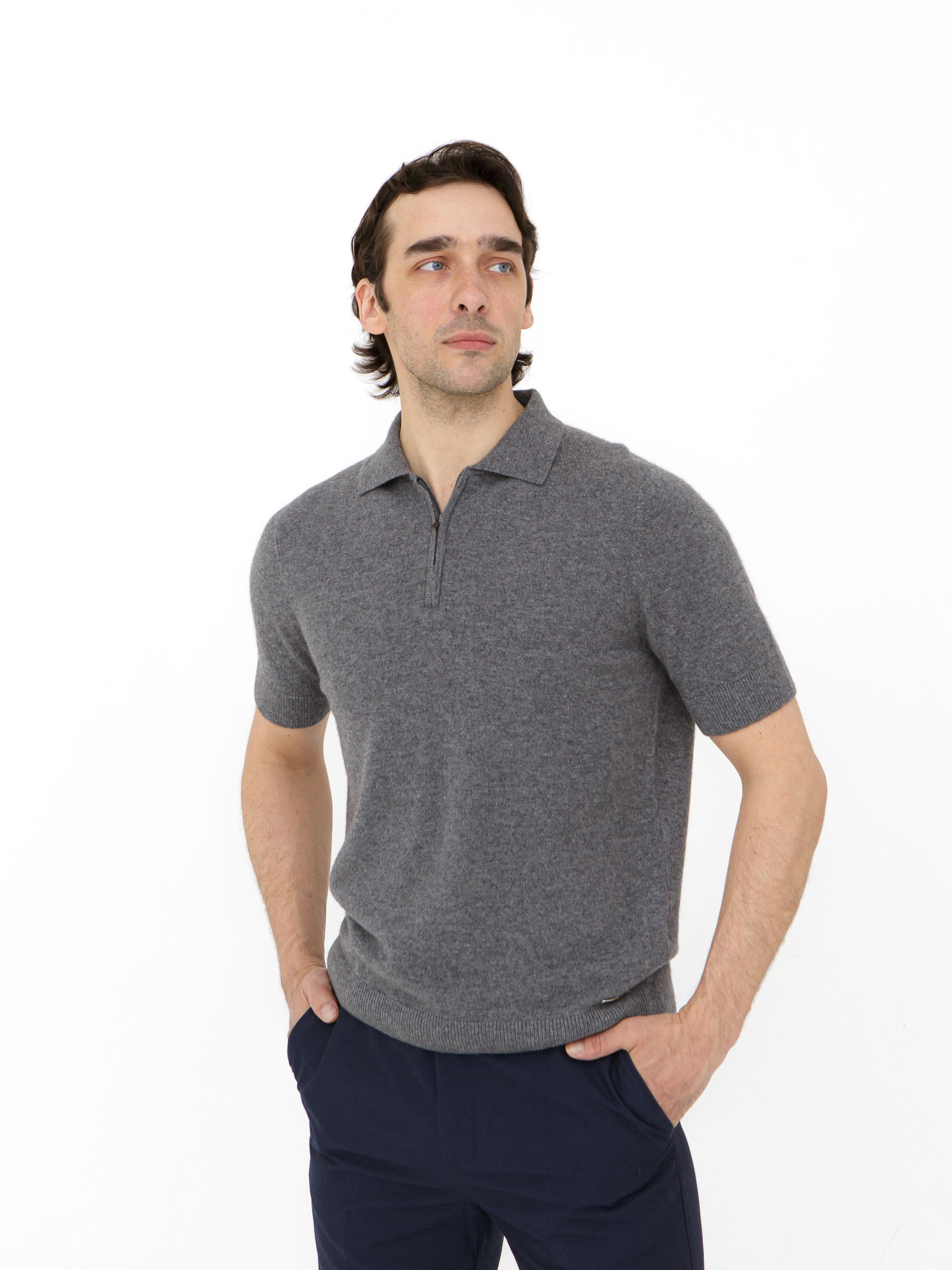 Джемпер-поло из кашемира 17075 графит 30591₽