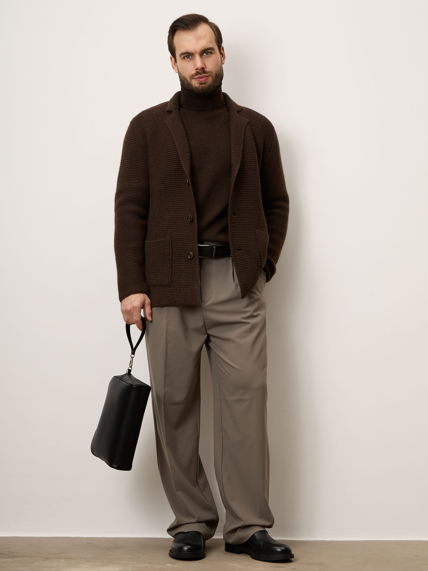 Кардиган мужской из пуха яка 4230 темно-коричневый 25650₽