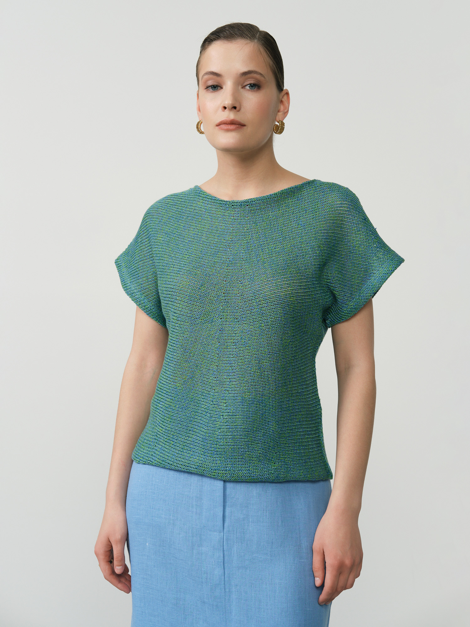 Джемпер льняной Д334 морская волна 2845₽