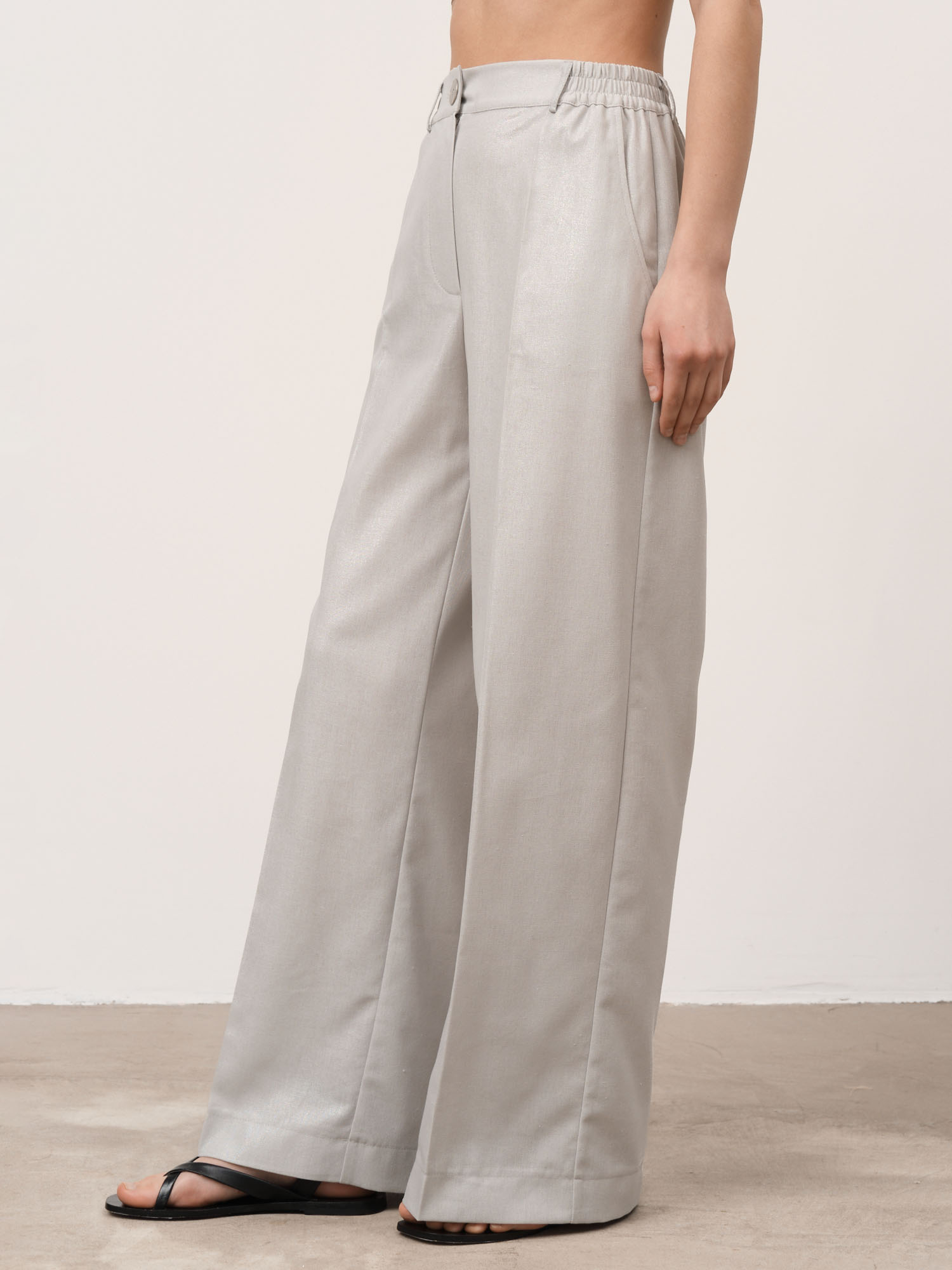 Брюки из льна 1011892 серебро 9793₽