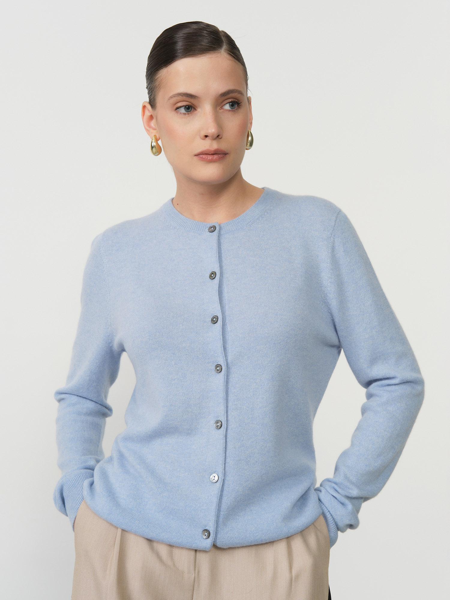 Кардиган из кашемира KW021011-E голубой 520 26181₽