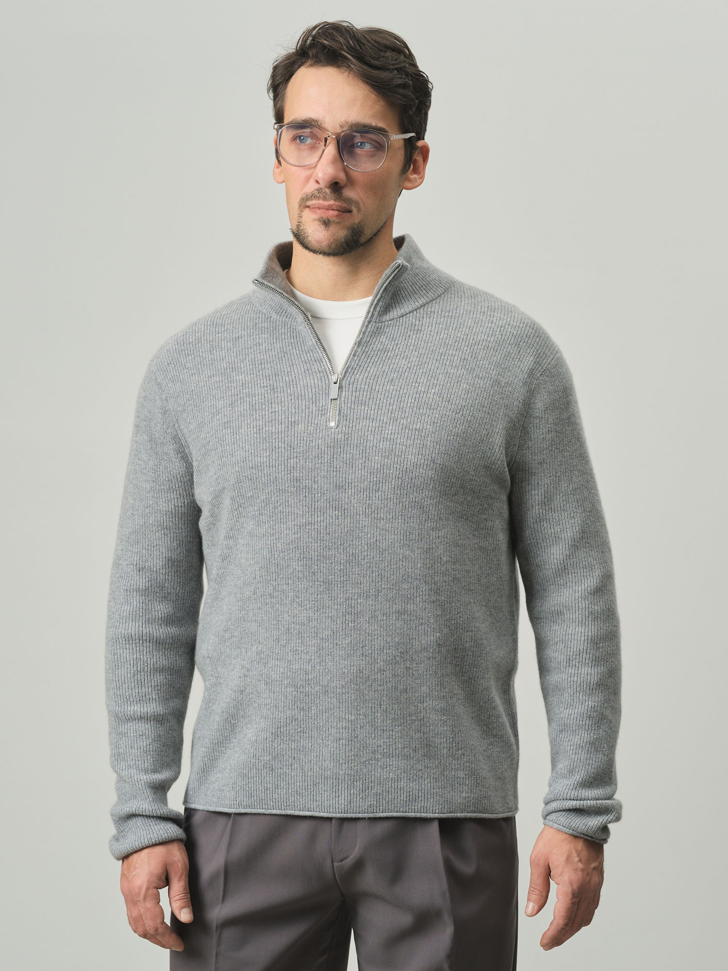 Джемпер мужской из кашемира KM010835-D серо-голубой 43245₽