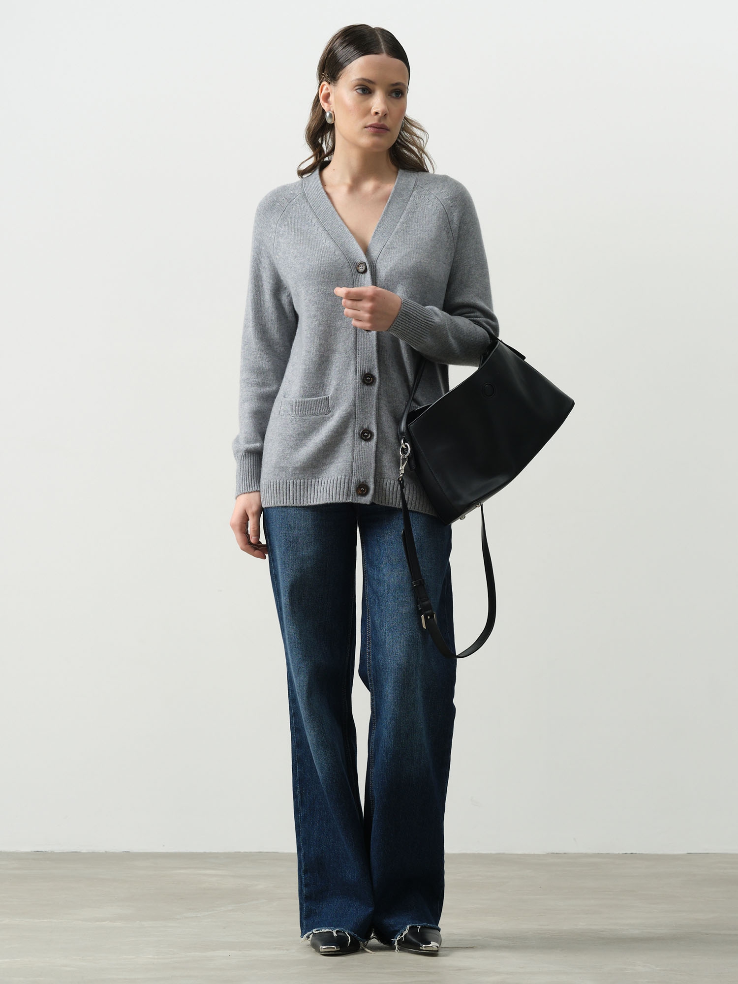 Кардиган женский из кашемира 4102 серо-голубой 39915₽