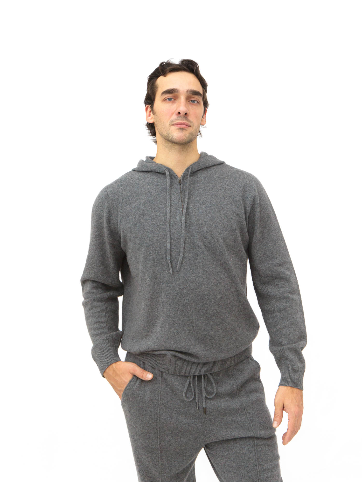 Джемпер кашемировый с капюшоном KM120661-E графит 44955₽