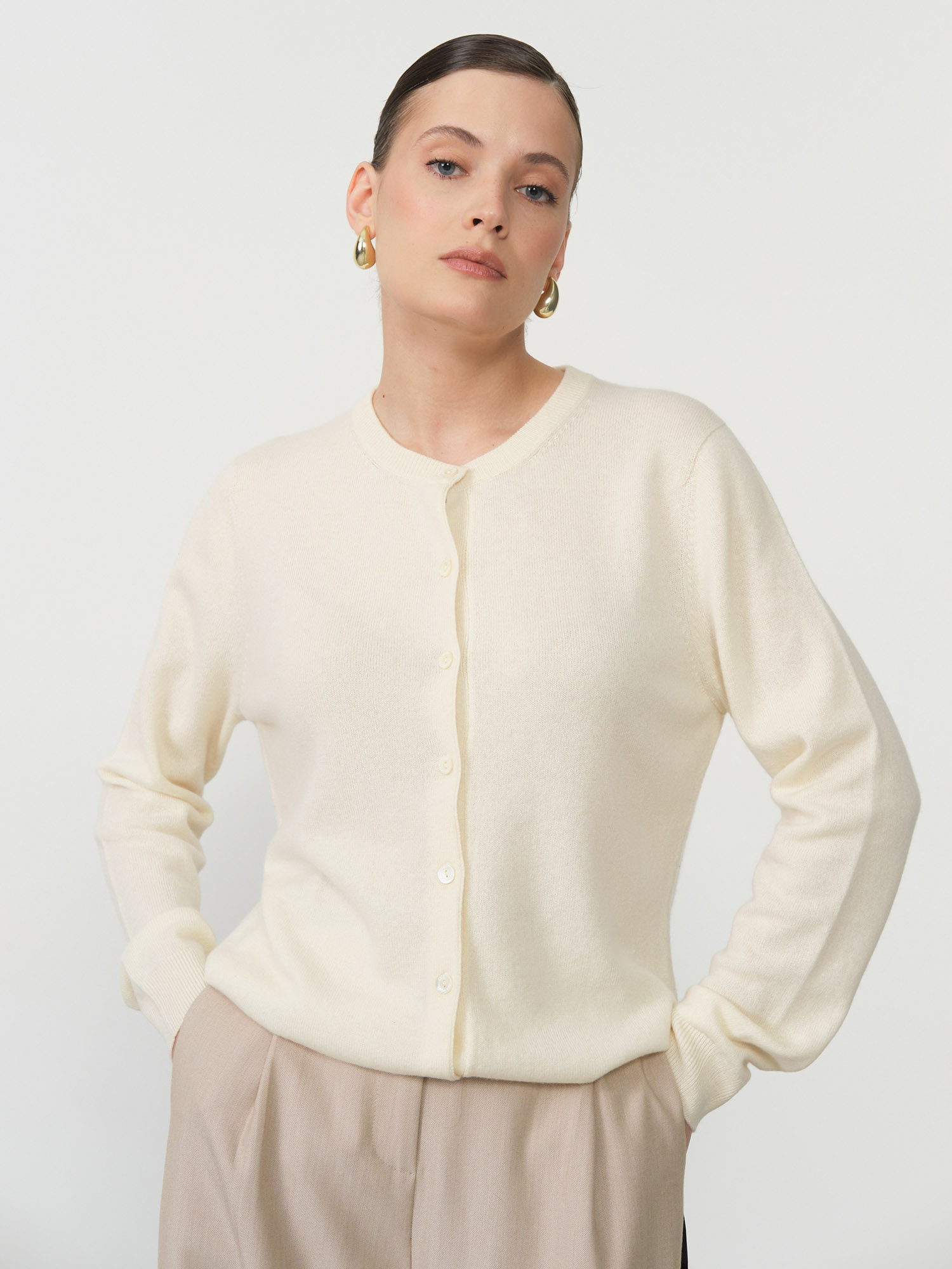 Кардиган из кашемира KW021011-E сливочный H-1 26181₽