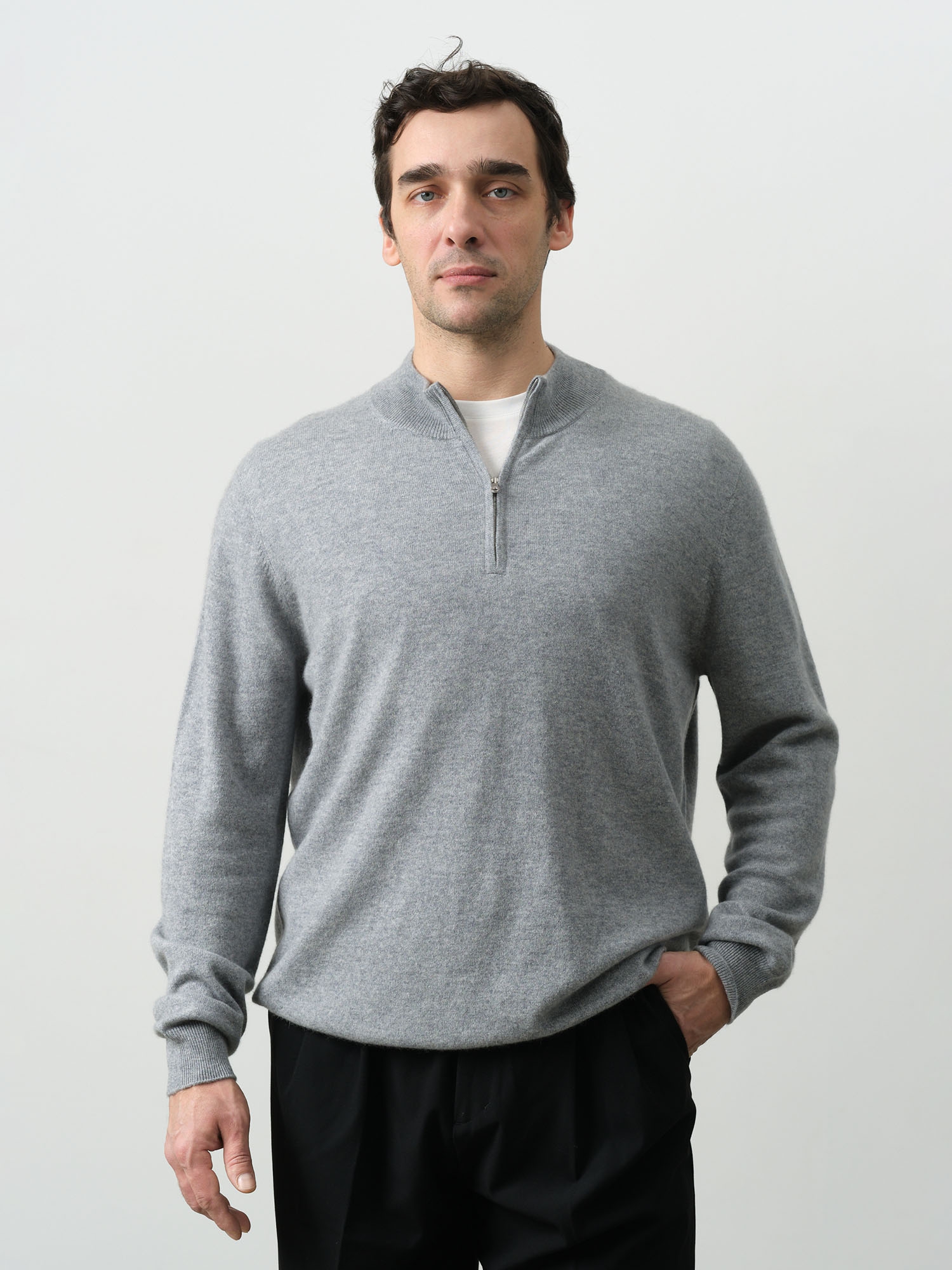 Джемпер из кашемира мужской KM010005-E серо-голубой 29601₽