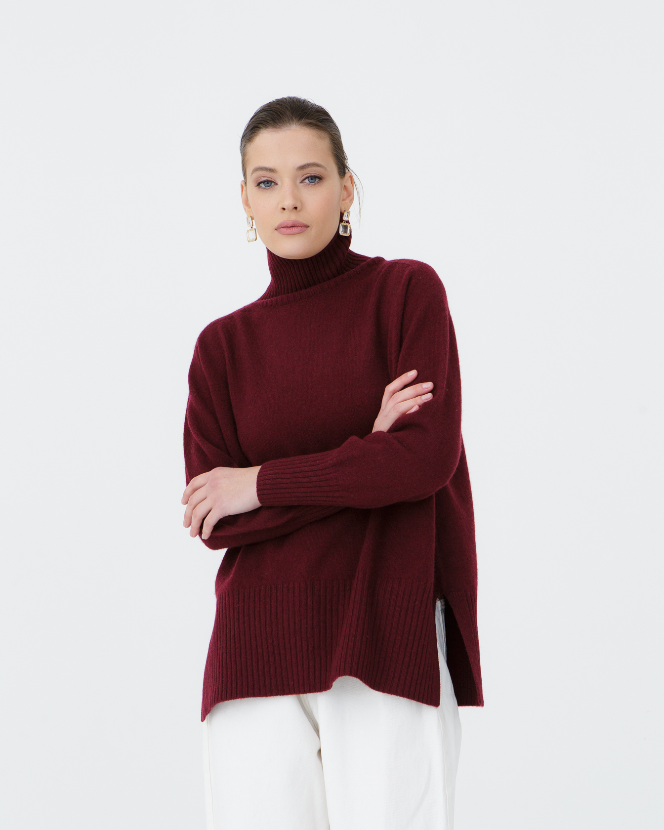 Джемпер из пуха яка 10049 бордовый 25101₽