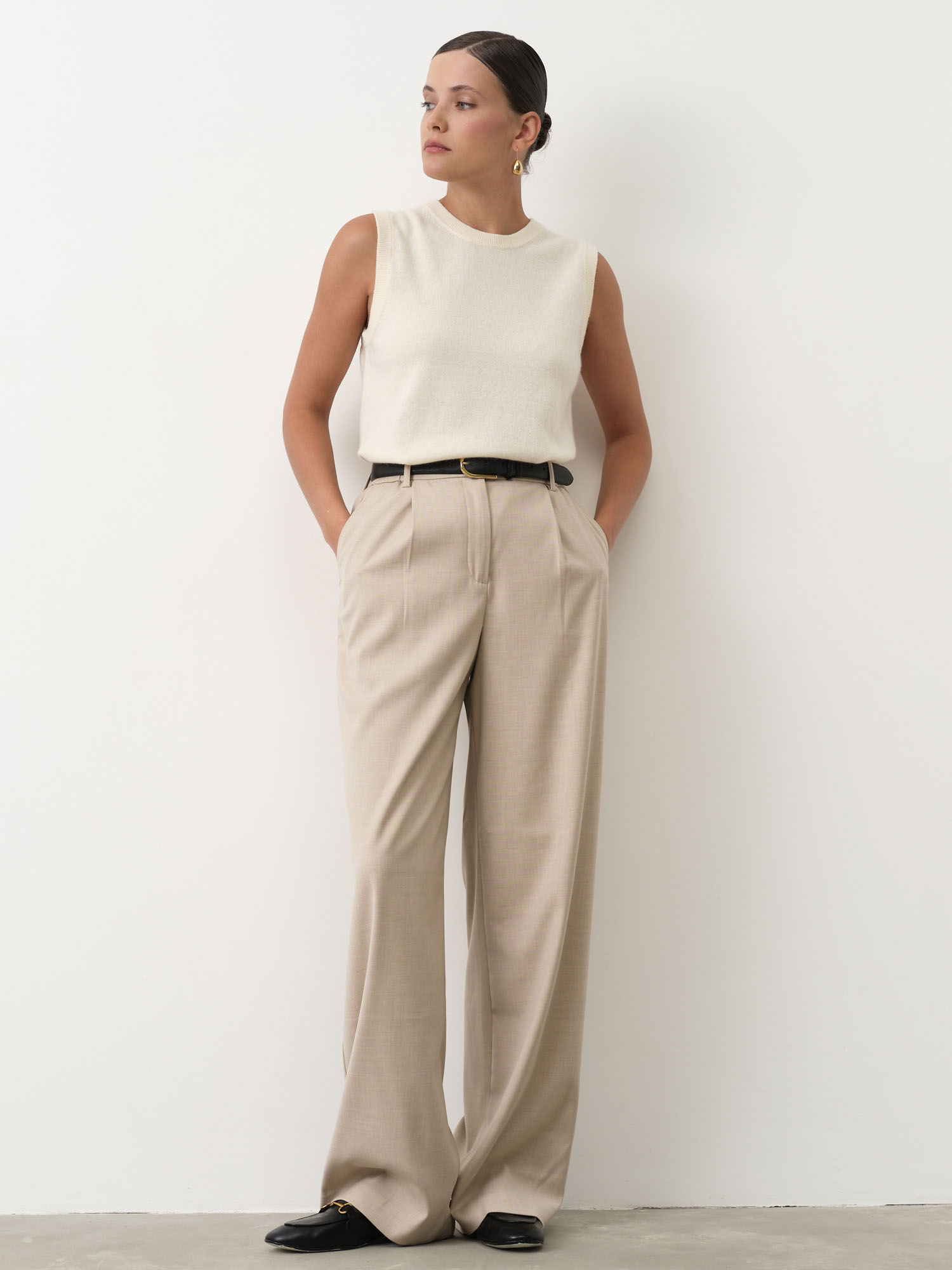 Кофта из кашемира женская KW030190-E сливочная 19431₽