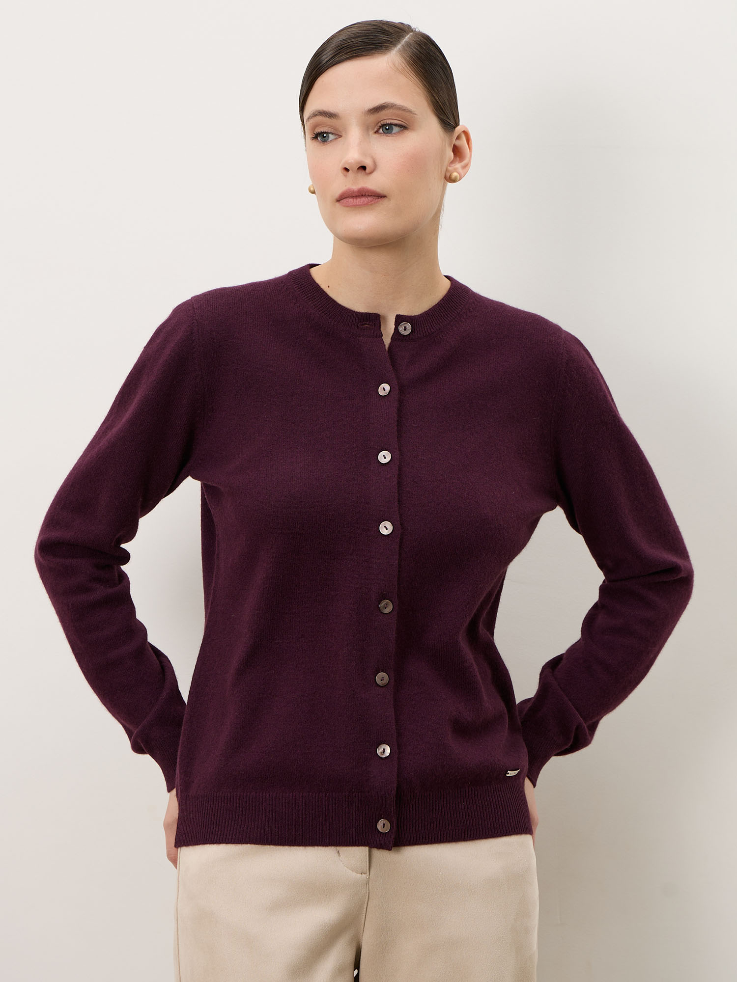 Кардиган из кашемира женский 08478 сливовый