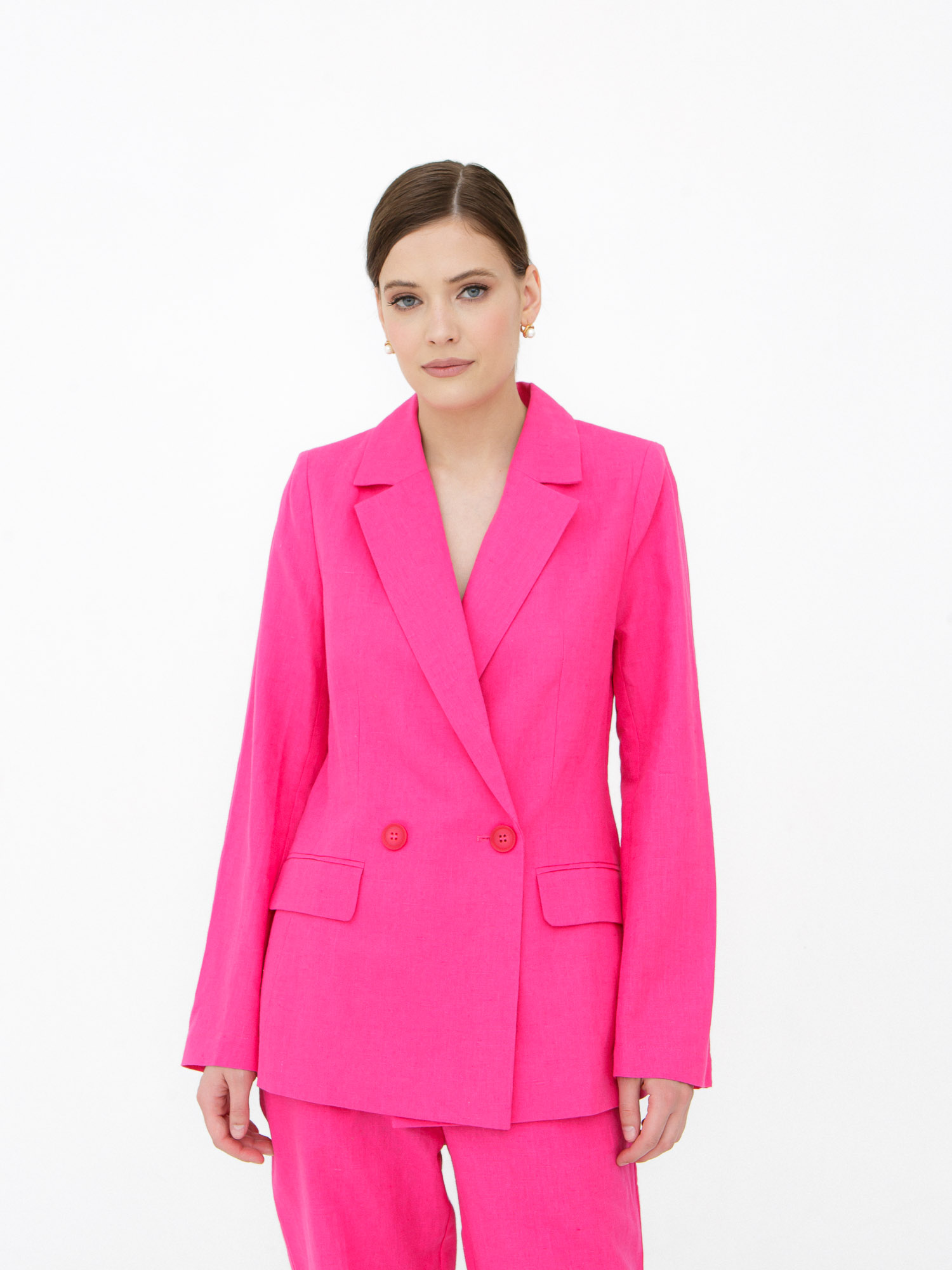 Жакет из льна и хлопка КЛ-7718-ИЛ23 фуксия 4945₽