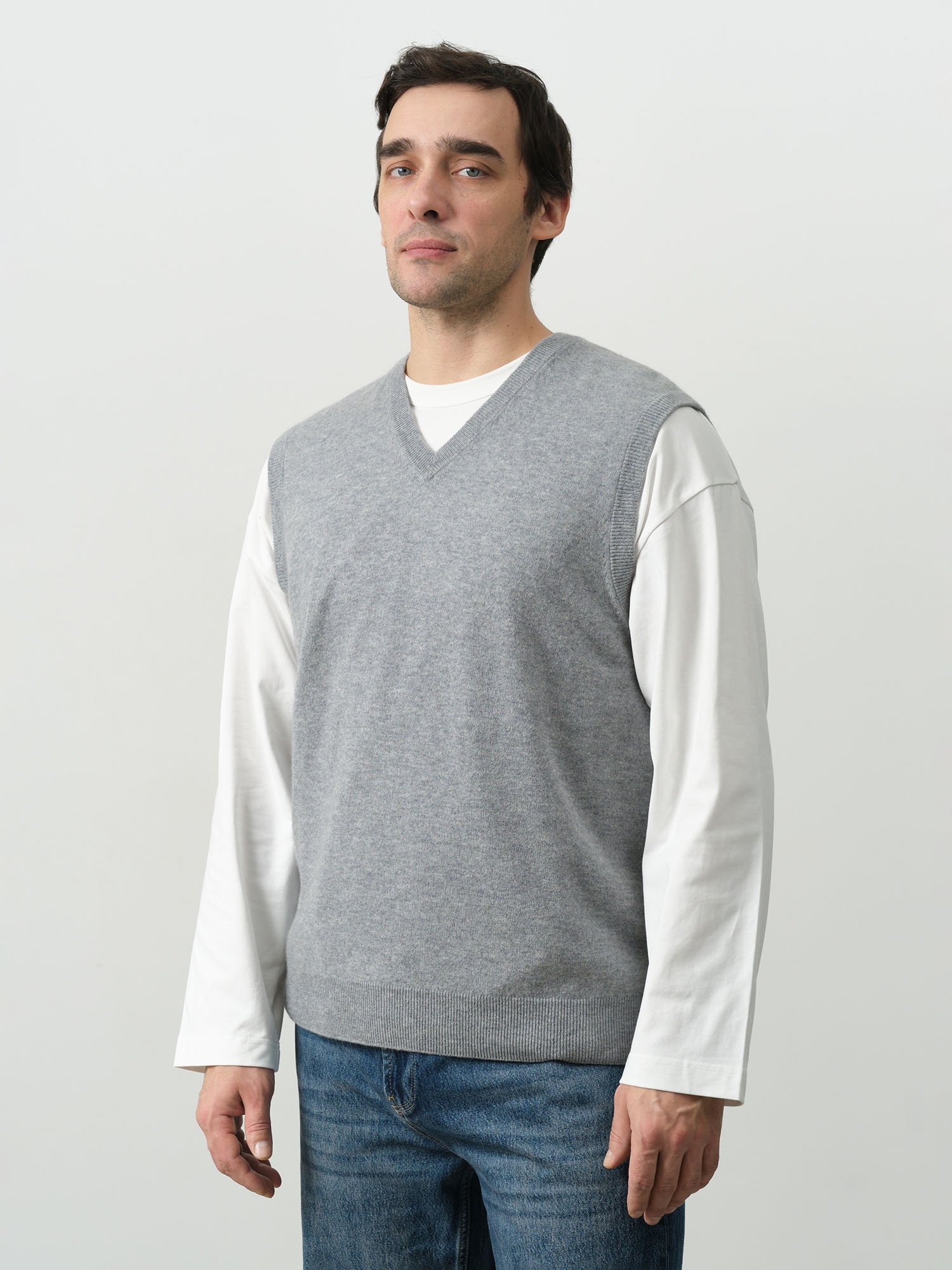 Джемпер из кашемира мужской KM030189-E серо-голубой 22941₽