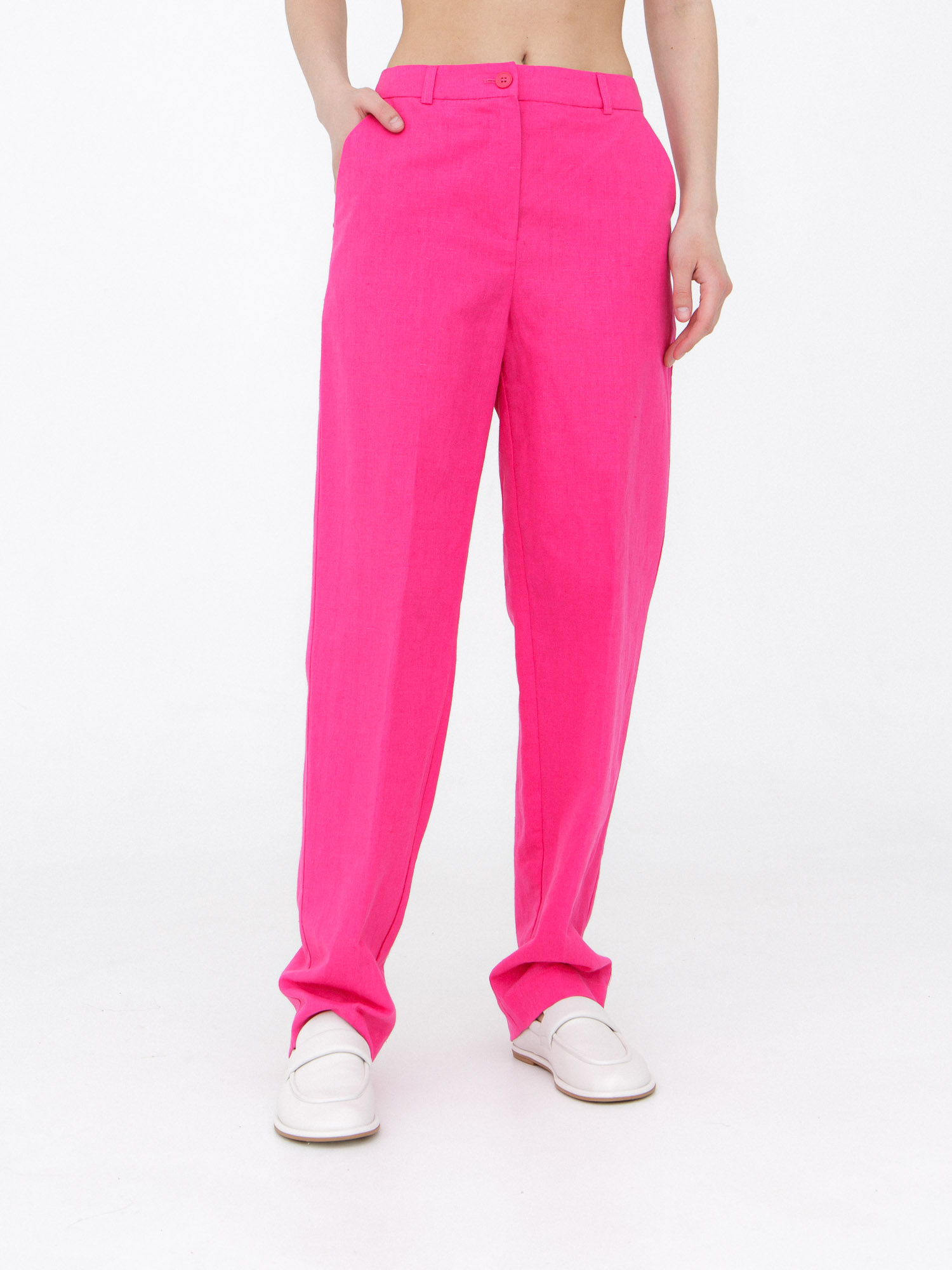 Брюки из льна и хлопка КЛ-7809-ИЛ23 фуксия 3995₽