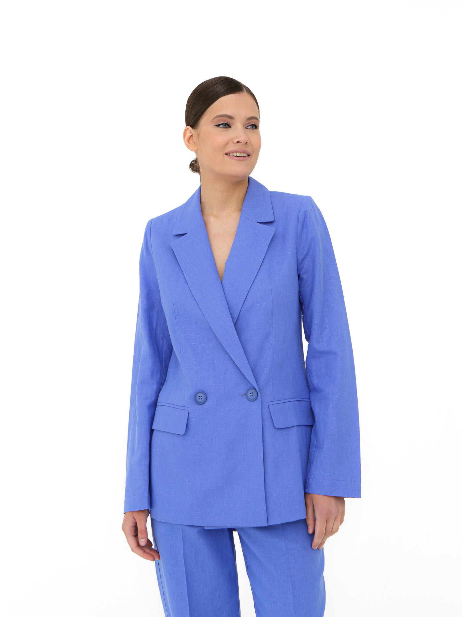 Жакет из льна и хлопка КЛ-7718-ИЛ23 василек 4945₽