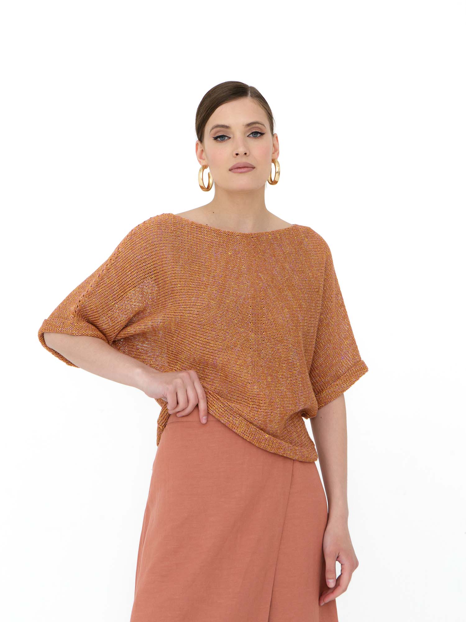 Джемпер льняной Д332 глина 3295₽